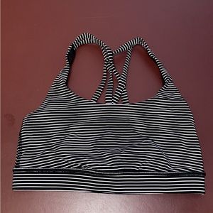 lululemon black and white striped energy bra